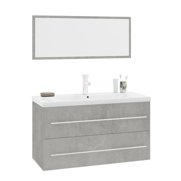 vidaXL Conjunto de muebles de baño 3 piezas gris hormigón