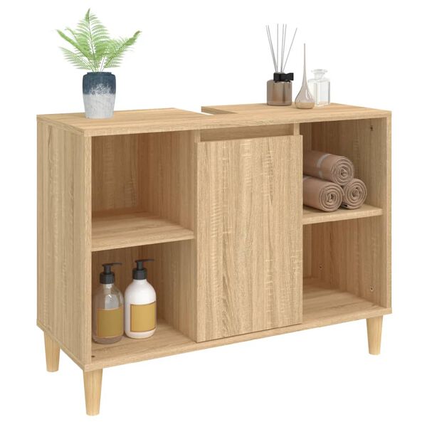 vidaXL Armario de lavabo madera contrachapada roble Sonoma 80x33x60 cm