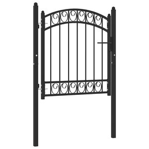 vidaXL Puerta de jard&iacute;n con arco superior acero negro 100x86 cm