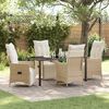 vidaXL Conjunto de Comedor de Jard&iacute;n con coj&iacute;n 5 pcs Beige Polirat&aacute;n