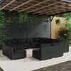 vidaXL Set de muebles de jard&iacute;n 11 pzas cojines rat&aacute;n sint&eacute;tico negro
