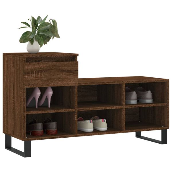 vidaXL Mueble zapatero madera contrachapada roble marr&oacute;n 102x36x60 cm