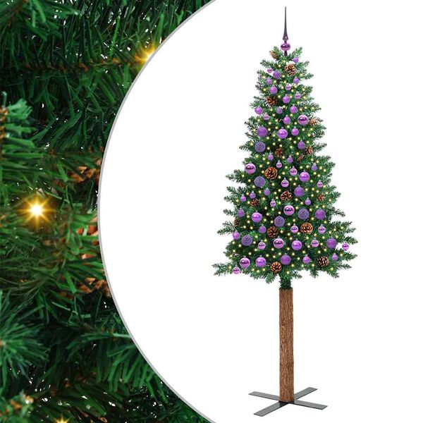 vidaXL &Aacute;rbol de Navidad Delgado con 300 LED con soporte Verde 210 cm