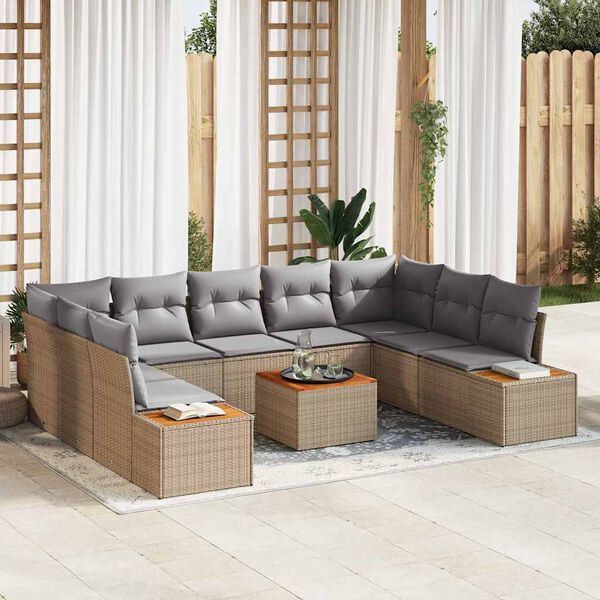 vidaXL Conjunto de sof&aacute;s de jard&iacute;n con coj&iacute;n 5 pcs Beige y Gris Claro