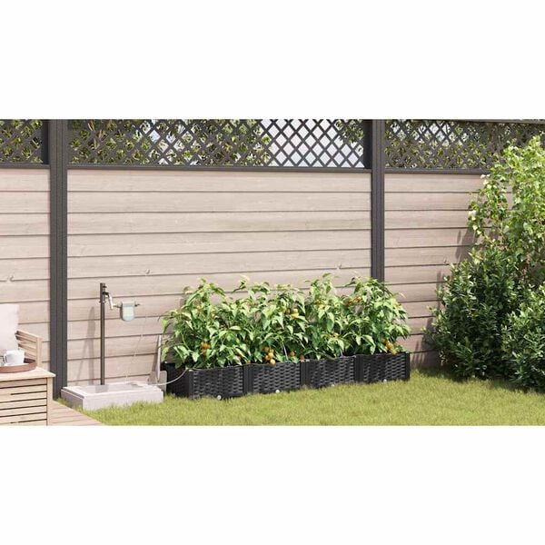 vidaXL Macetero de Jard&iacute;n 4 pcs Negro Acero