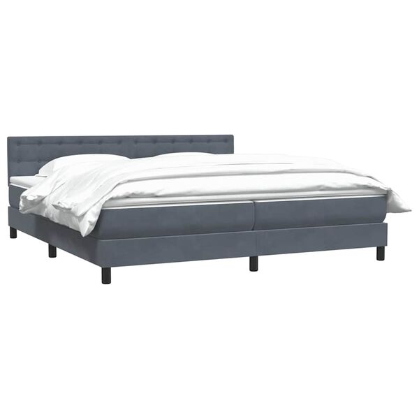 vidaXL Cama box spring con colch&oacute;n terciopelo gris oscuro 180x220 cm