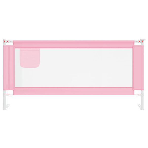 vidaXL Barandilla de seguridad cama de ni&ntilde;o rosa tela 190x25 cm