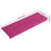 vidaXL Alfombrillas para escaleras 30 unidades 65x21x4 cm Rosa Borde Rectangular