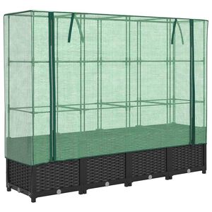 vidaXL Jardinera elevada con cubierta de invernadero aspecto rat&aacute;n 160x40x138 cm