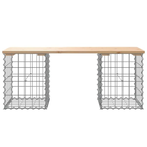 vidaXL Banco de jardín diseño gaviones madera maciza pino 103x31x42 cm