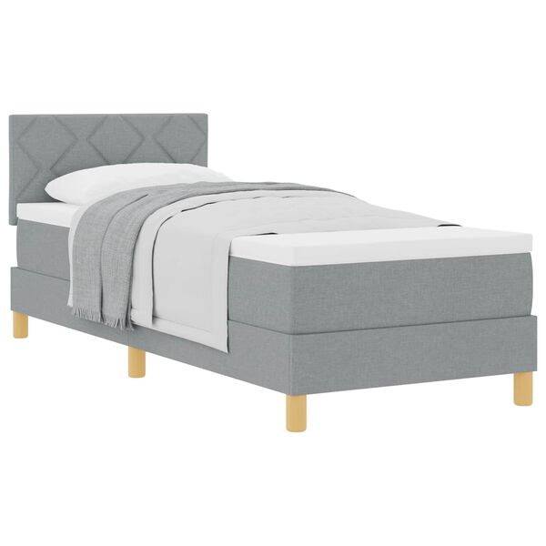 vidaXL Cama tipo Box Spring con colch&oacute;n Gris Claro 80 x 200 cm tela