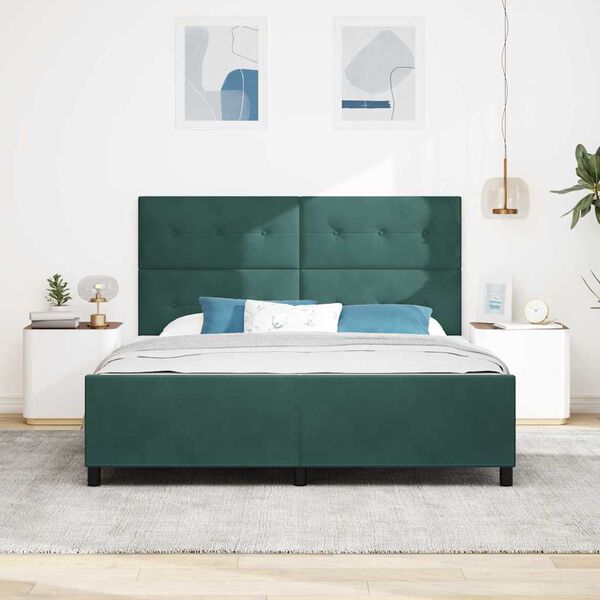 vidaXL Cama tipo Box Spring Verde oscuro 180 x 200 cm Terciopelo
