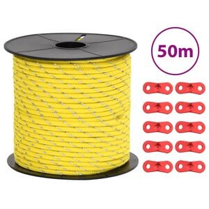 vidaXL Cuerda de vientos con tiras reflectantes y tensores 50 m 4 mm