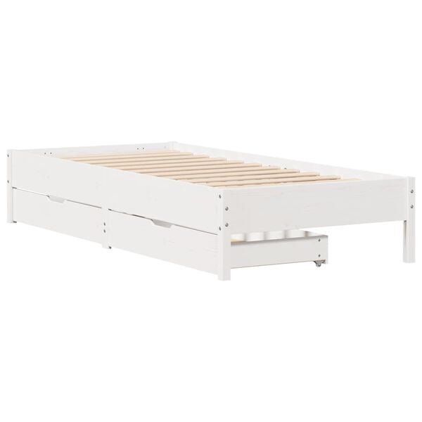 vidaXL Estructura de cama sin colch&oacute;n madera maciza blanca 90x190 cm