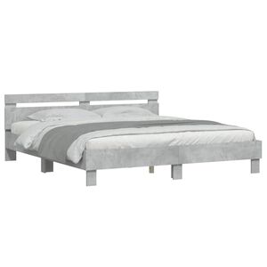 vidaXL Cama con cabecero madera ingenier&iacute;a gris hormig&oacute;n 200x200 cm