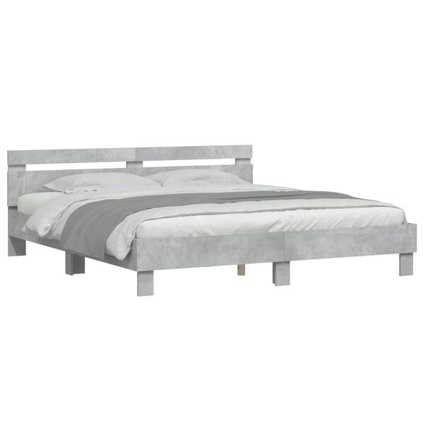 vidaXL Cama con cabecero madera ingenier&iacute;a gris hormig&oacute;n 200x200 cm