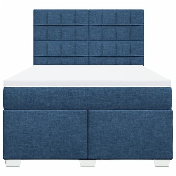 vidaXL Cama box spring con colch&oacute;n tela azul 140x190 cm