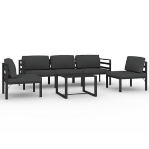 vidaXL Set muebles de jard&iacute;n 6 pzas y cojines aluminio gris antracita