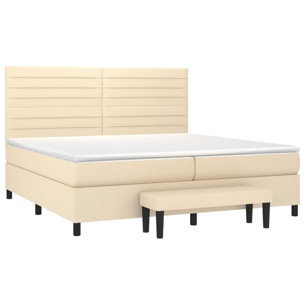 vidaXL Cama box spring con colch&oacute;n tela color crema 200x200 cm