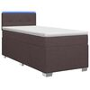 vidaXL Cama con Base Tapizada, Colch&oacute;n y Luz LED Marr&oacute;n Oscuro Tela