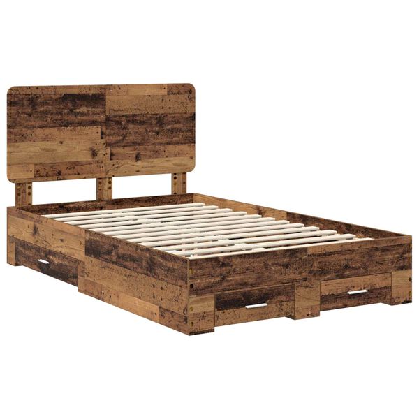 vidaXL Estructura de cama con cabecera Madera vieja 120 x 190 cm