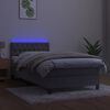vidaXL Cama box spring colch&oacute;n y LED terciopelo gris claro 90x190 cm
