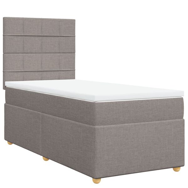 vidaXL Cama box spring con colch&oacute;n tela gris taupe 90x190 cm