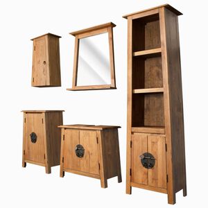 vidaXL Conjunto de muebles de ba&ntilde;o 5 piezas madera maciza de pino