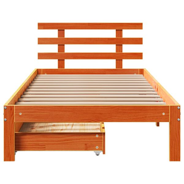 vidaXL Estructura de cama con cajones madera de pino marr&oacute;n 75x190 cm