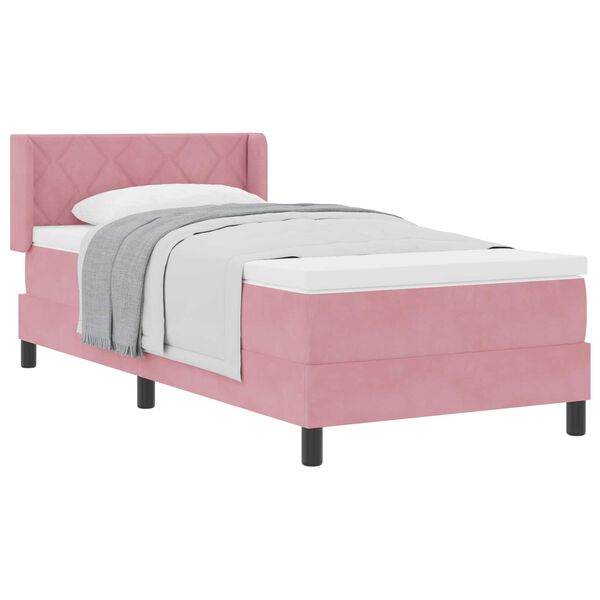 vidaXL Cama tipo Box Spring con colch&oacute;n Rosa 200 x 100 cm Terciopelo