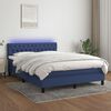 vidaXL Cama box spring colch&oacute;n y luces LED tela azul 140x190 cm