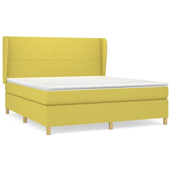 vidaXL Cama box spring con colch&oacute;n tela verde 180x200 cm