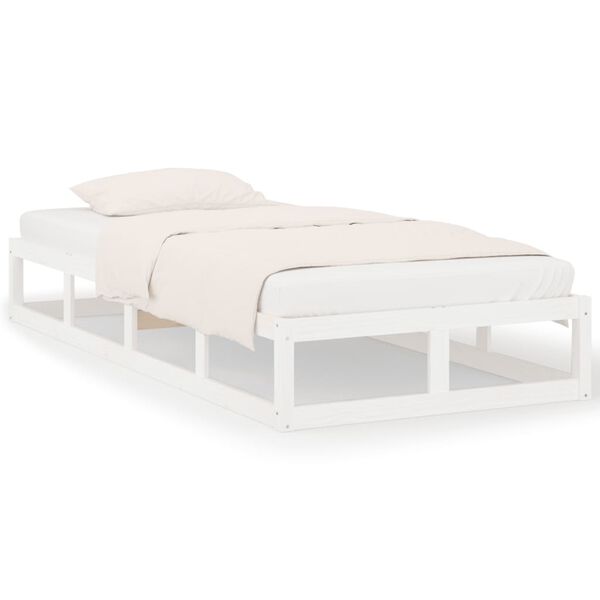 vidaXL Estructura de cama individual madera maciza blanco 75x190 cm