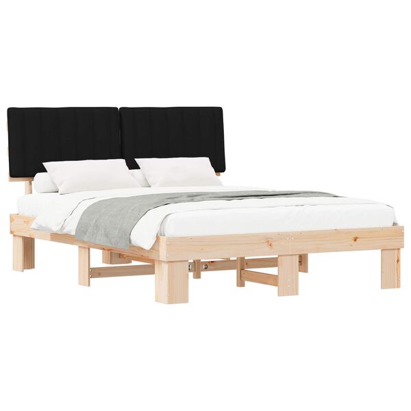 vidaXL Estructura de Cama con Cabecera Tapizada Negro 160 x 200 cm