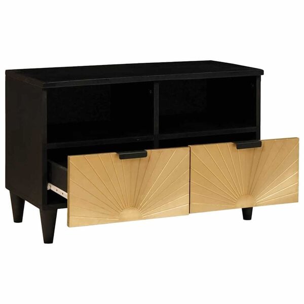 vidaXL Mueble de TV con cajón Negro y dorado 70 x 33 x 46 cm