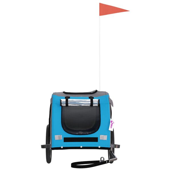 vidaXL Remolque de bicicleta mascotas hierro tela Oxford azul gris