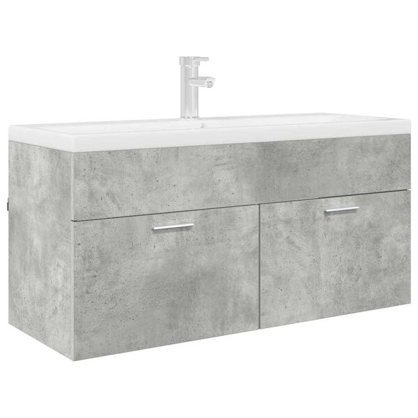 vidaXL Mueble de lavabo con puerta Gris Concreto Madera de ingenier&iacute;a