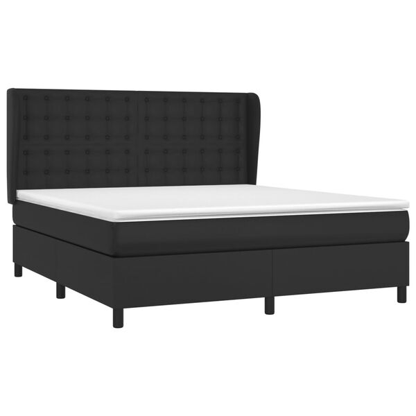 vidaXL Cama box spring con colch&oacute;n cuero sint&eacute;tico negro 160x200 cm