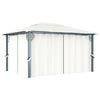 vidaXL Cenador con cortina color crema aluminio 400x300 cm