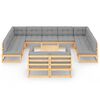 vidaXL Juego de muebles de jard&iacute;n 12 pzas y cojines madera maciza pino