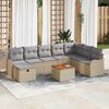 vidaXL Conjunto de sof&aacute;s de jard&iacute;n 9 pcs Beige rat&aacute;n sint&eacute;tico