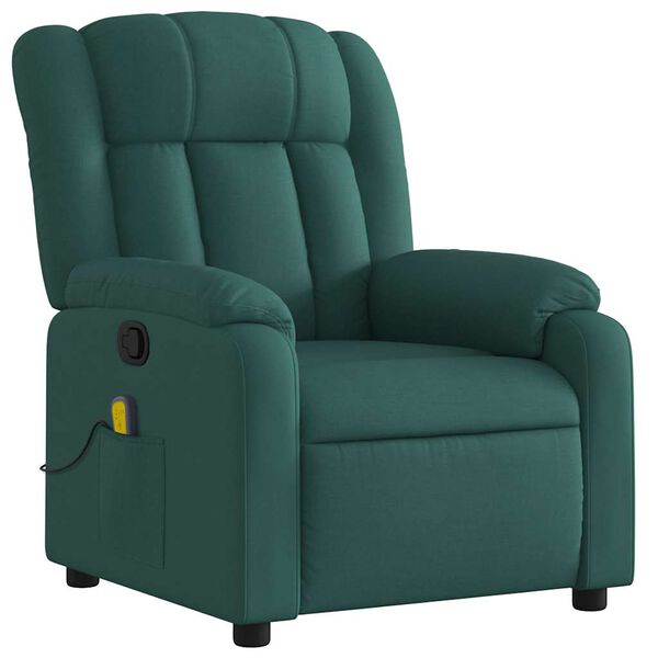 vidaXL Sill&oacute;n de masaje reclinable de tela verde oscuro