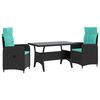 vidaXL Juego de comedor para exteriores 3 uds. Negro y Turquesa