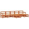 vidaXL Conjunto de Sof&aacute;s de Jard&iacute;n 6 pcs Marr&oacute;n Cera Pino macizo