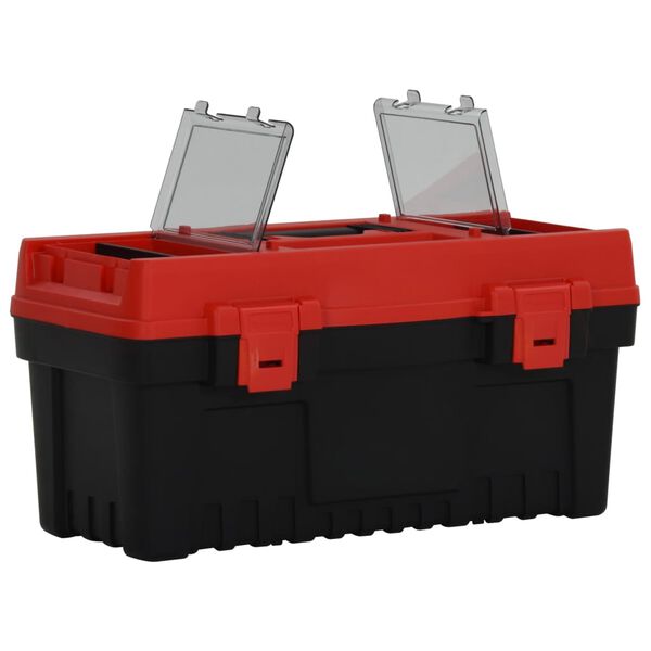 vidaXL Set de cajas de herramientas 2 pzas polipropileno negro y rojo
