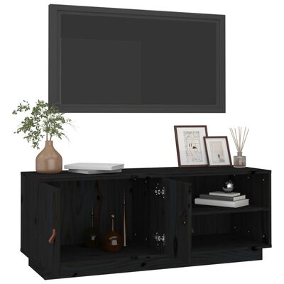 vidaXL Mueble de TV de madera maciza de pino negro 105x34x40 cm