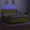 vidaXL Cama box spring colch&oacute;n y luces LED tela verde 160x200 cm