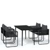 vidaXL Juego de comedor para jard&iacute;n 5 piezas negro