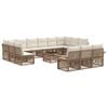 vidaXL Conjunto de sof&aacute;s de jard&iacute;n 14 pcs Beige rat&aacute;n sint&eacute;tico