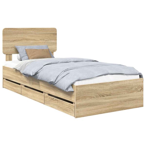 vidaXL Estructura de cama con cabecera Roble Sonoma 100 x 200 cm